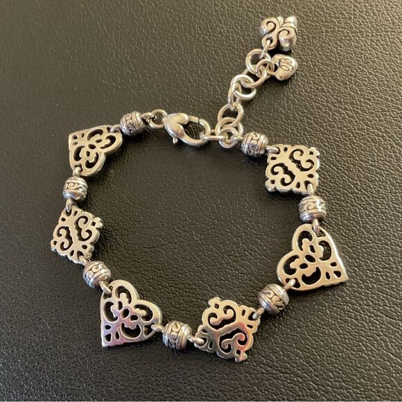 Brighton "GENEVA HEARTS" Filigree Open Scrollwork bracelet! Silver Plated - Picture 2 of 4